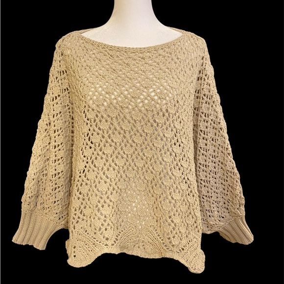 Jessica Simpson Beige Batwing Open-Knit Sweater - Picture 1 of 4
